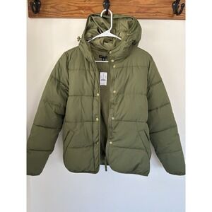 J. Crew Mercantile Women's Jacket W/ Hood Olive Green Gold Accents Size XS NWT
